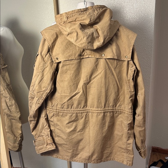 Barbour Weathered Canvas Jacket Mens M Field Military Khaki Zip Button Coat - Picture 7 of 10